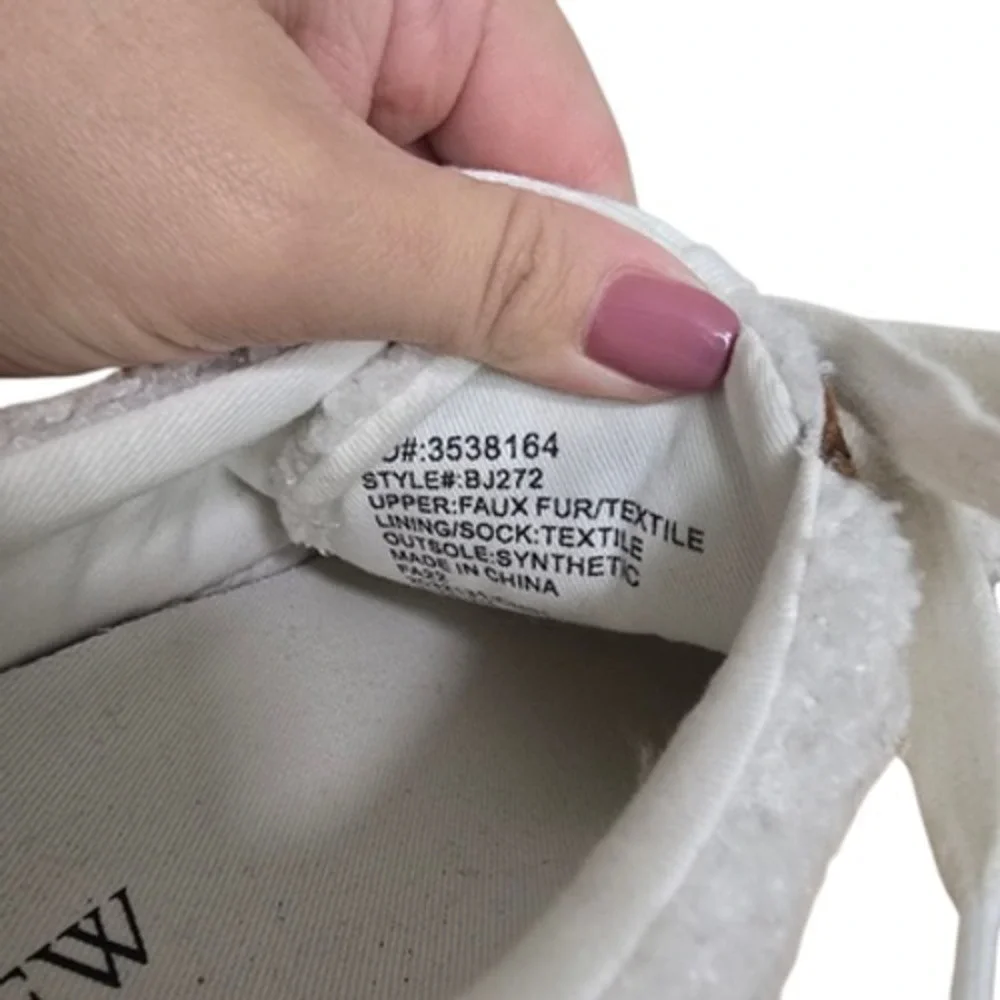 J.Crew Shoes Womens Size 7.5 White Brown Sherpa Faux Fur Low Top Lace‎ Up BJ272